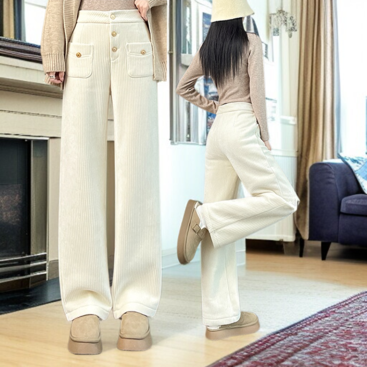 여성 하이웨스트 와이드 와이드 팬츠 시니어 와이드 팬츠 코듀로이 캐주얼 팬츠