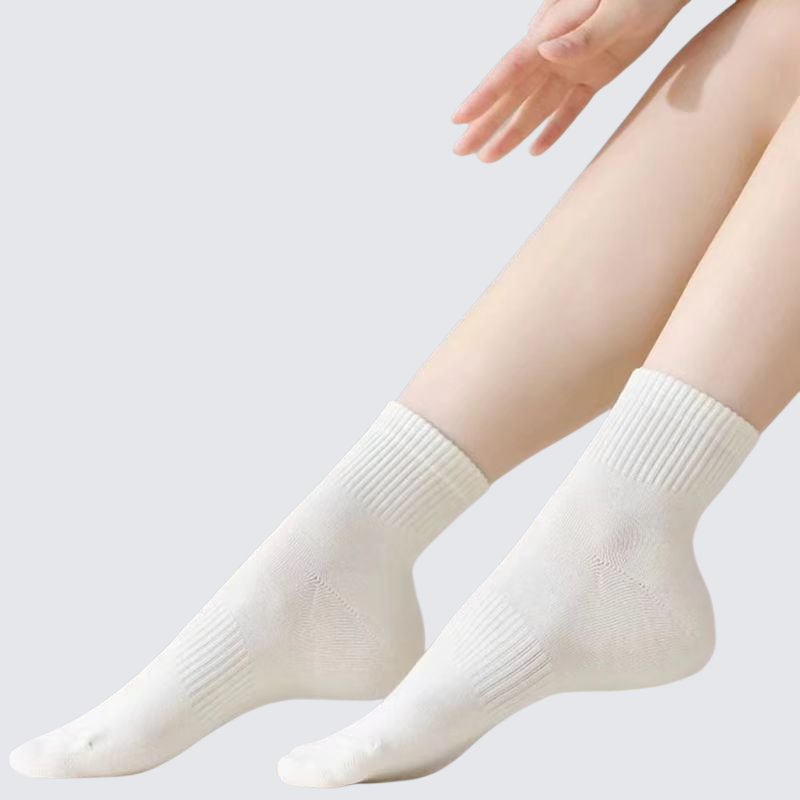 繽紛純色女士棉質中筒襪