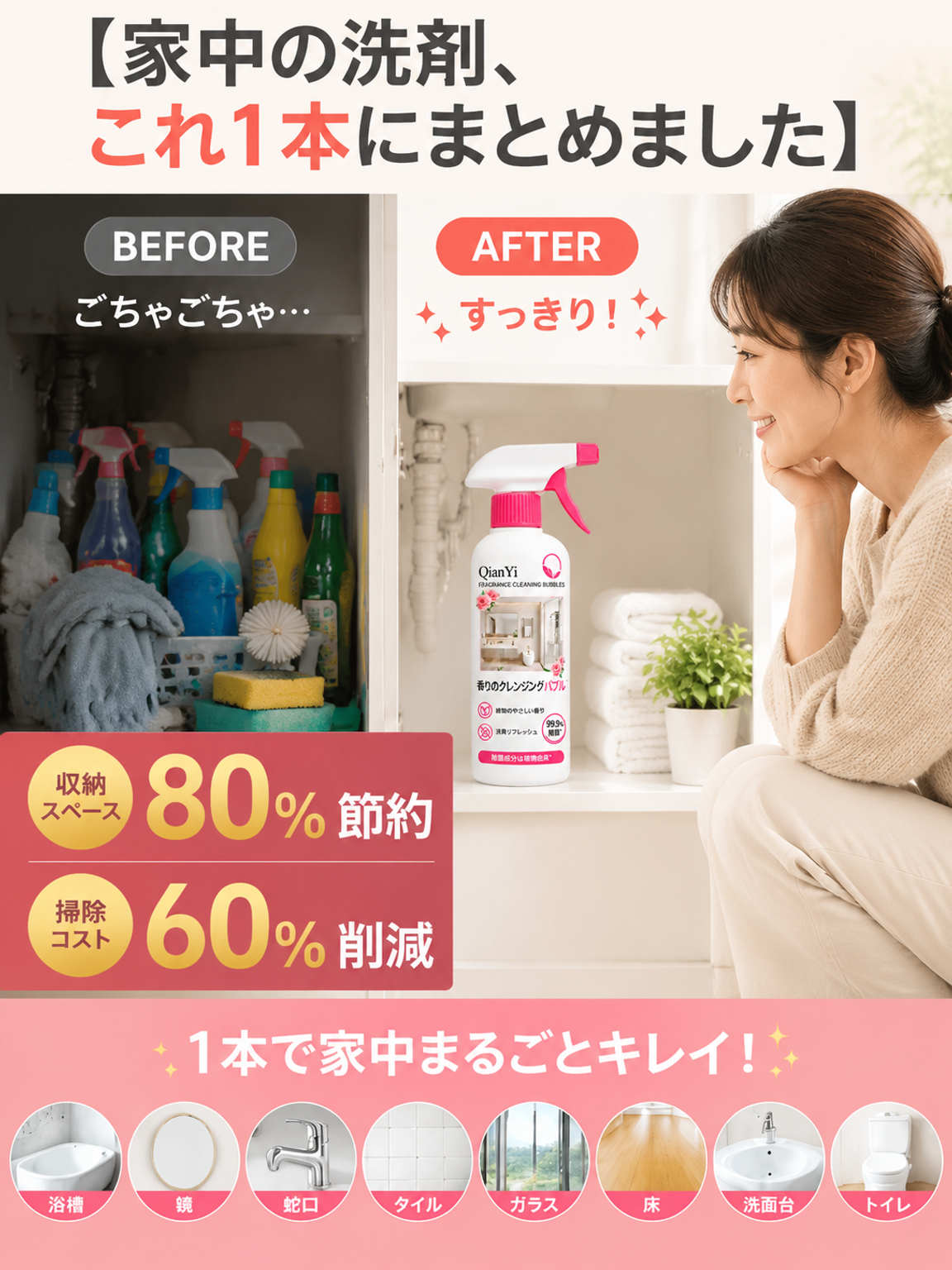 【カビ取り・除菌】香り付き泡クリーナー