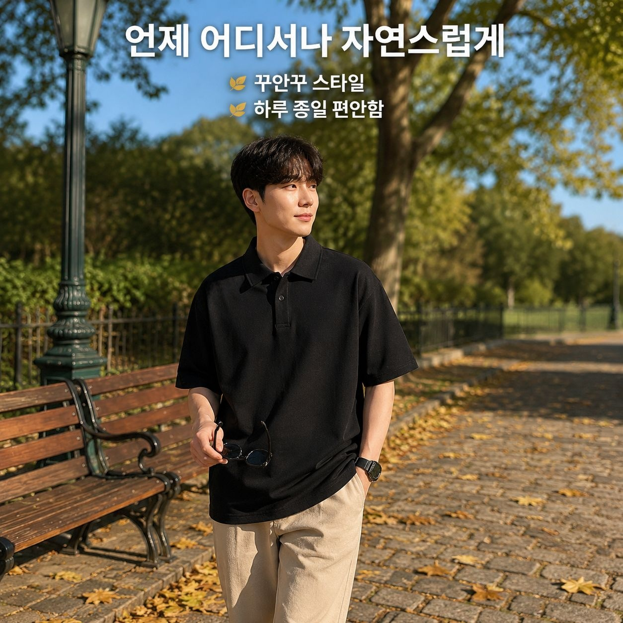 단색 반팔 폴로 셔츠