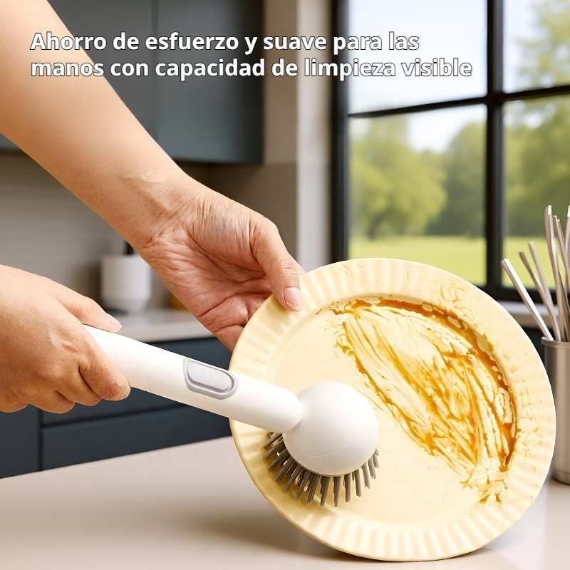 Cepillo de limpieza rotatorio y ajustable para sartenes