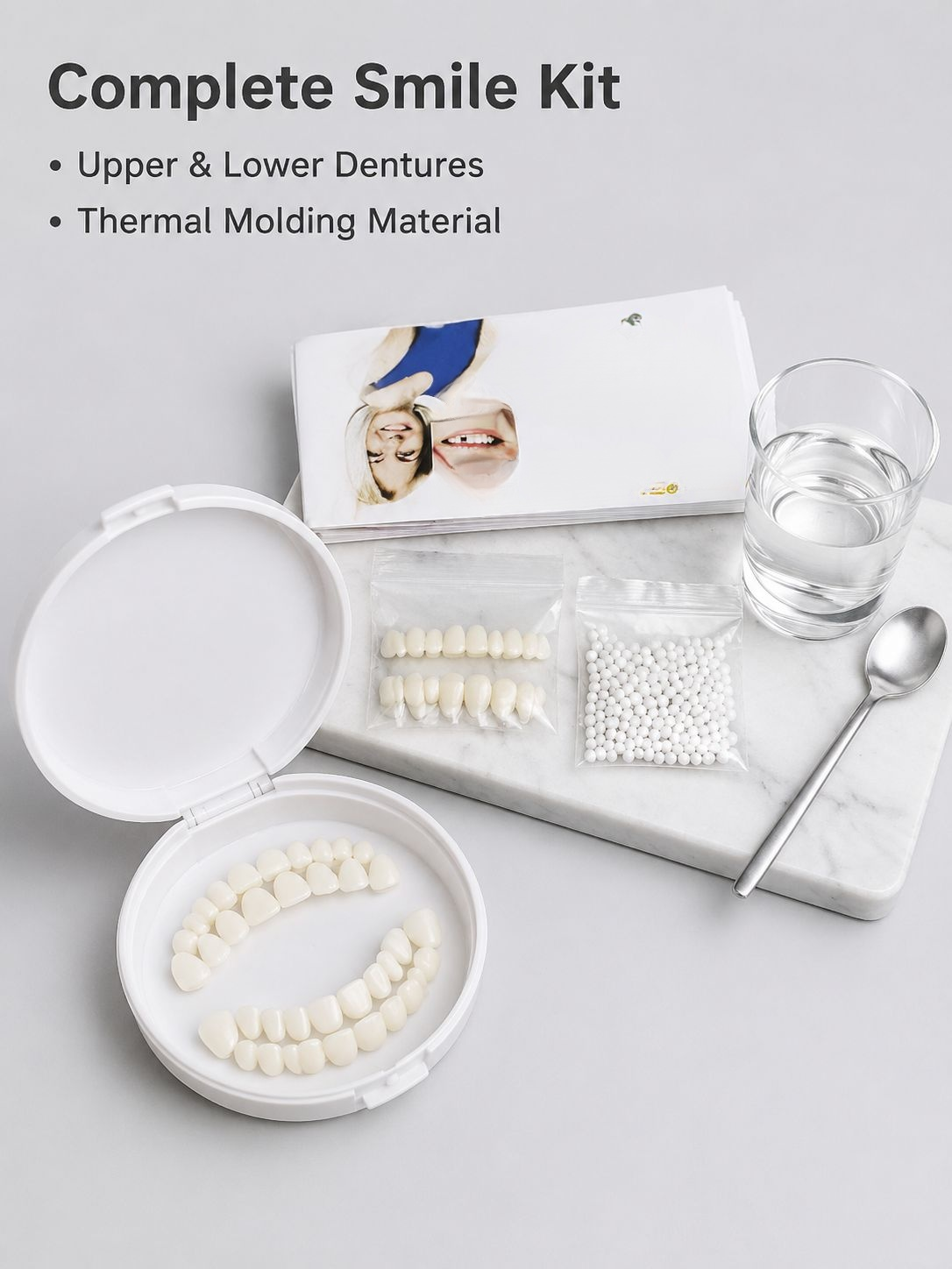 Simulated Denture Kit Perfectly Fitted for a NaturalLooking Smile