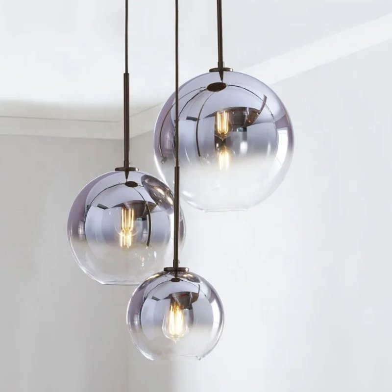 Lámpara de cocina de burbujas de vidrio ámbar redondo decorativo