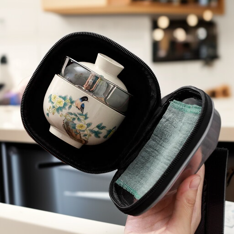 軽量茶碗セット、エコ素材、1つのボウルと3つのカップ、旅行に最適