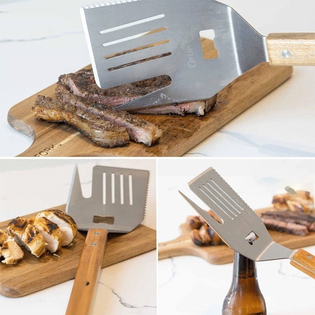 Multi-functional barbecue spatula