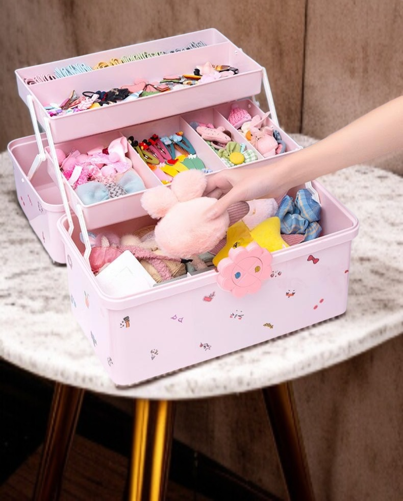 Durable pink storage box for accessories