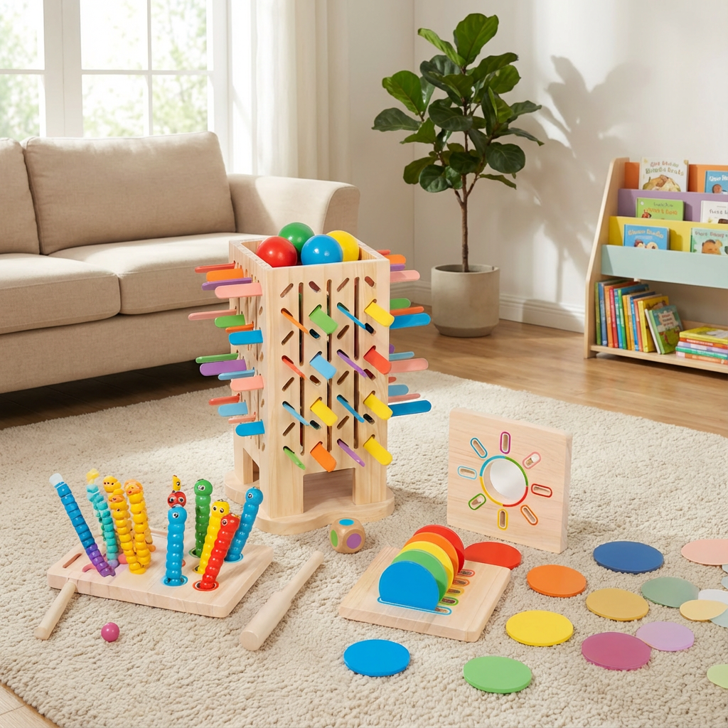 Juguete educativo de madera 5 en 1 para niños