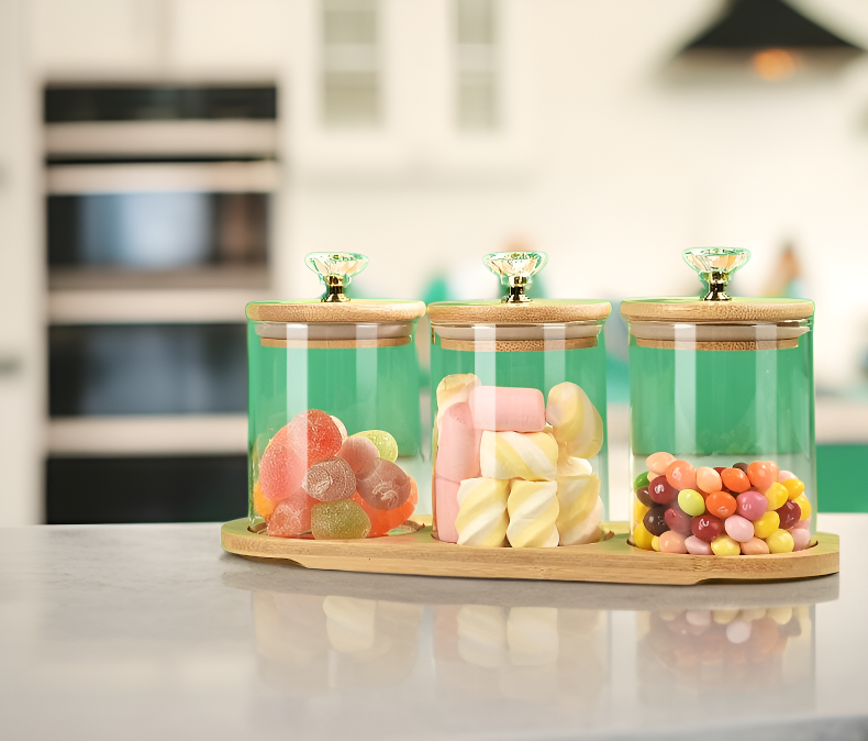 Botellas para condimentos de vidrio transparente