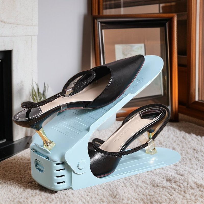 Étagère à chaussures multifonction à deux niveaux pour la maison, hauteur réglable, gain de place