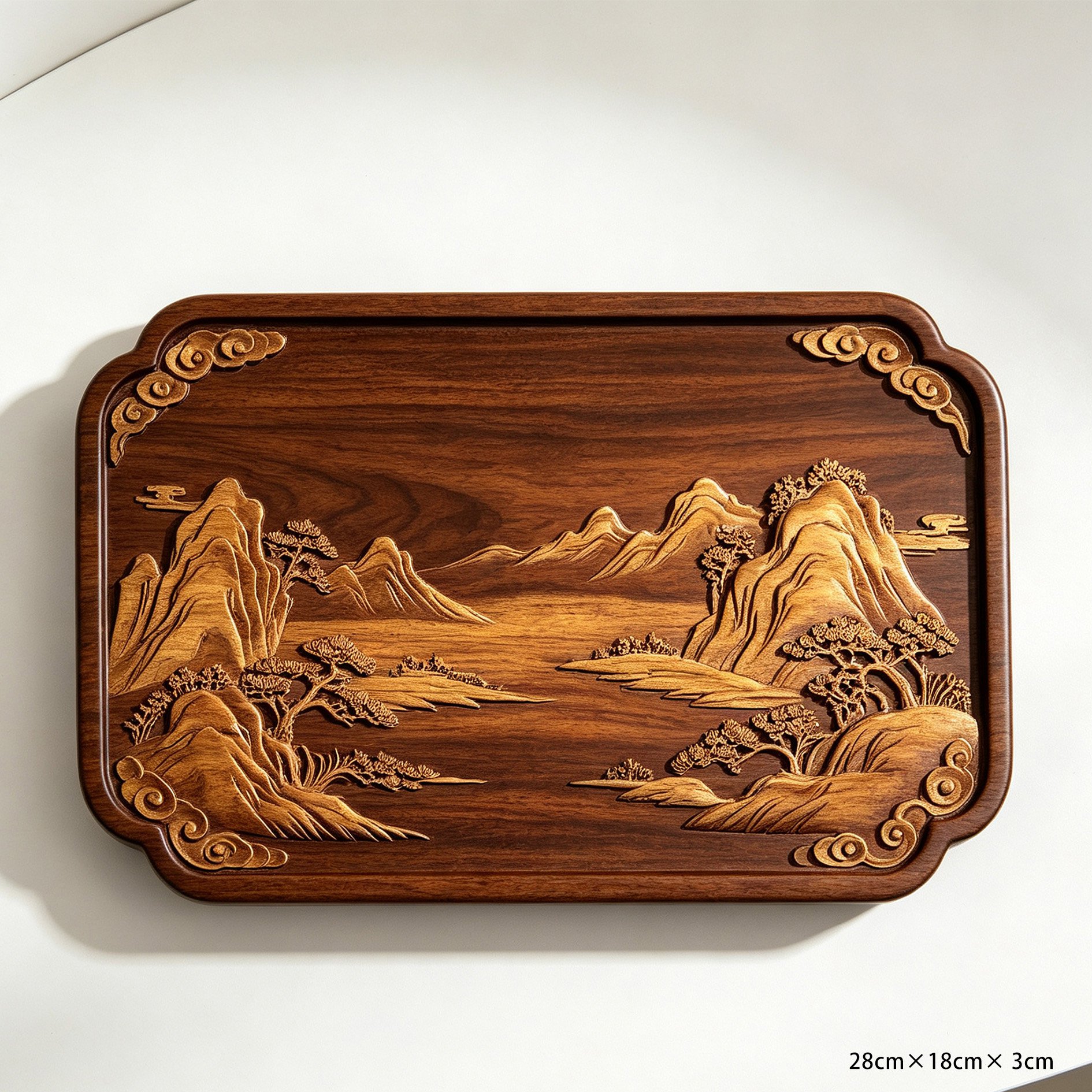 Detailed carving on Dongyang tea tray surface