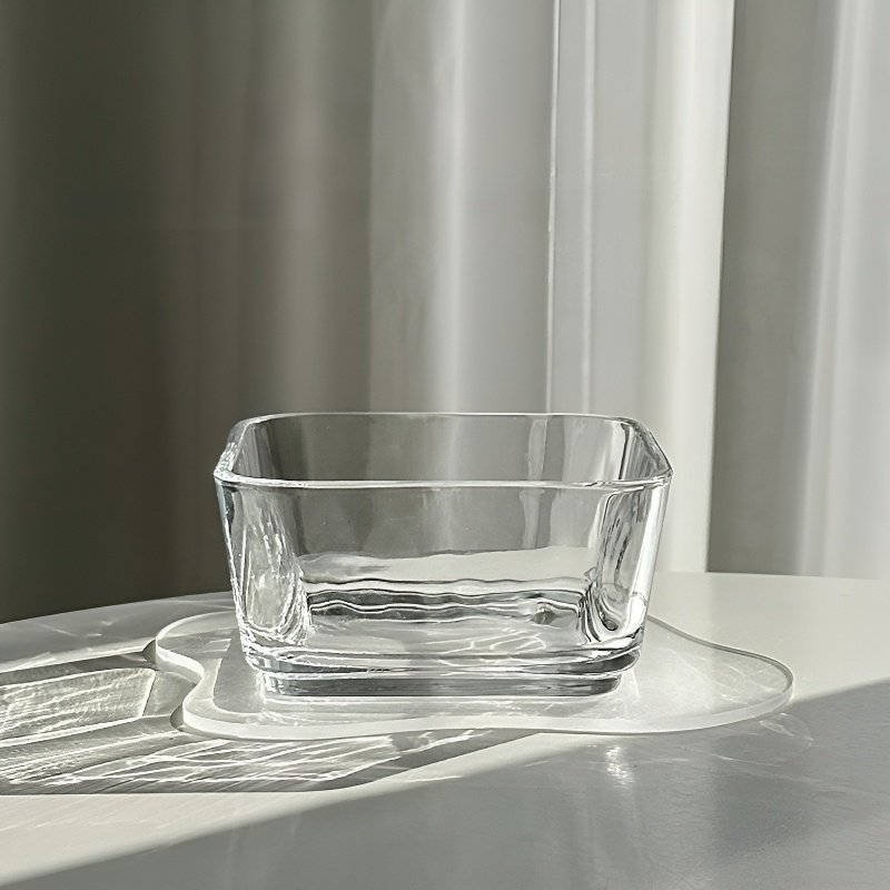 家庭用小型四角ガラスシリアルボウル デザート・フルーツボウル