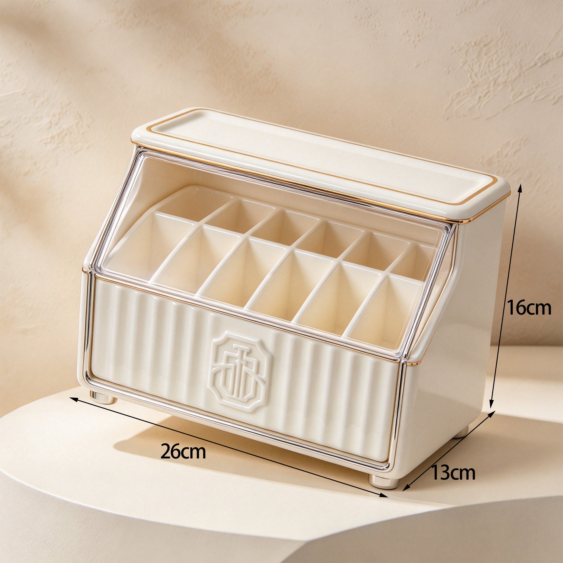 Makeup organizer with multiple compartments for tidy beauty storage
