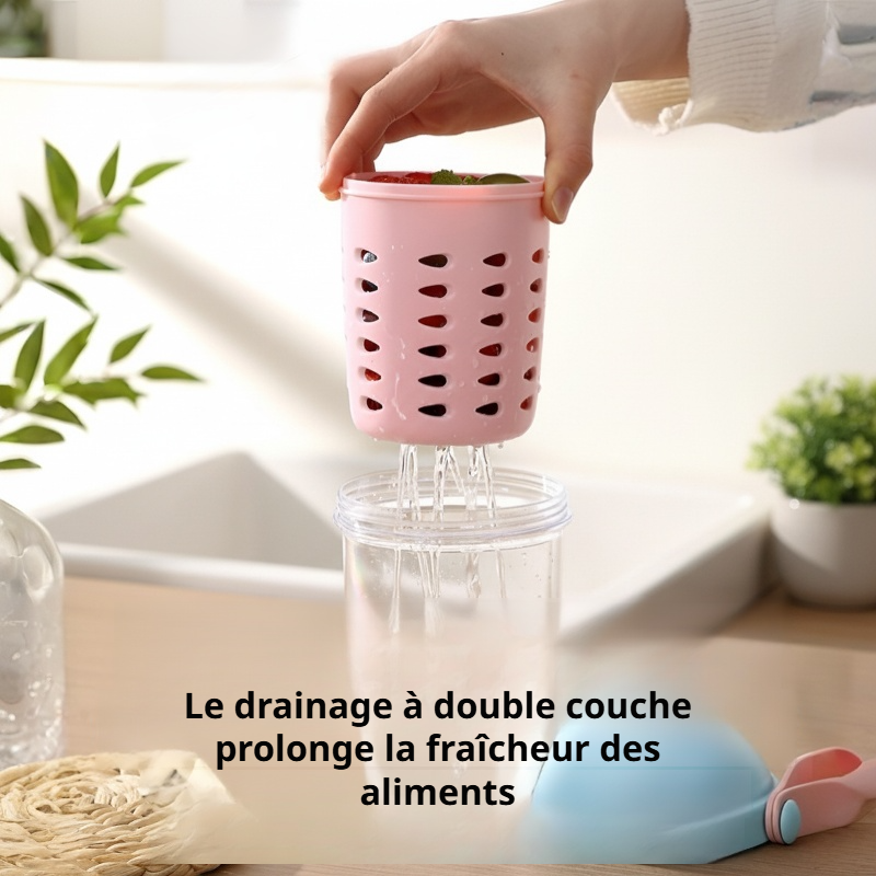 Gobelet innovant avec égouttoir pour fruits frais
