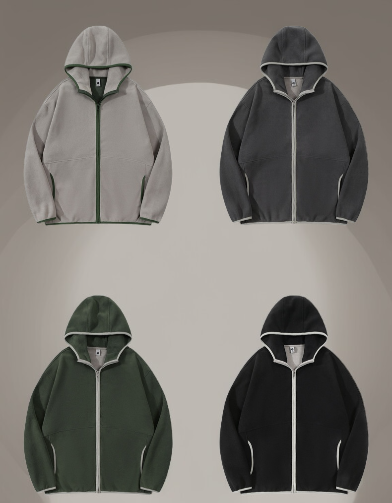 남성용 플리스 재킷 디테일 사진