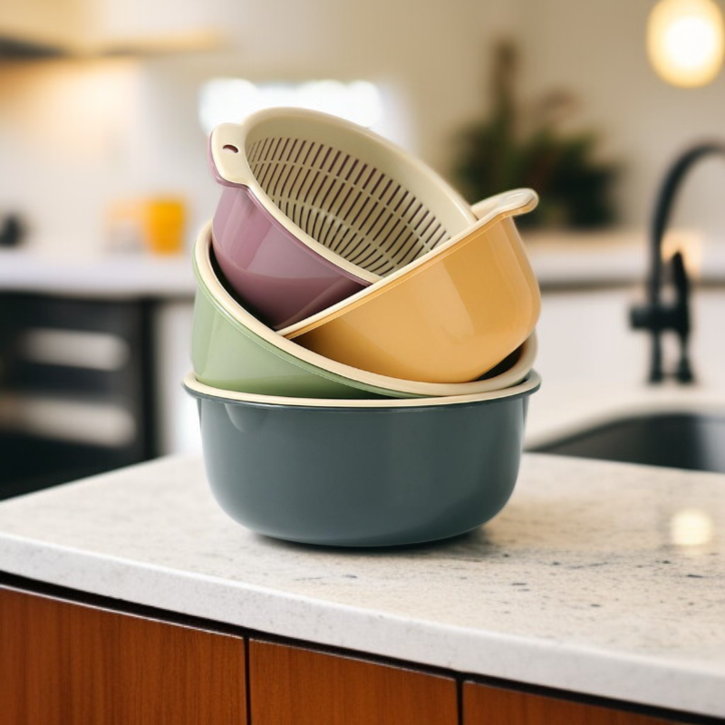 다용도 주방 이중 배수 수납 바구니 과일채소 세척기