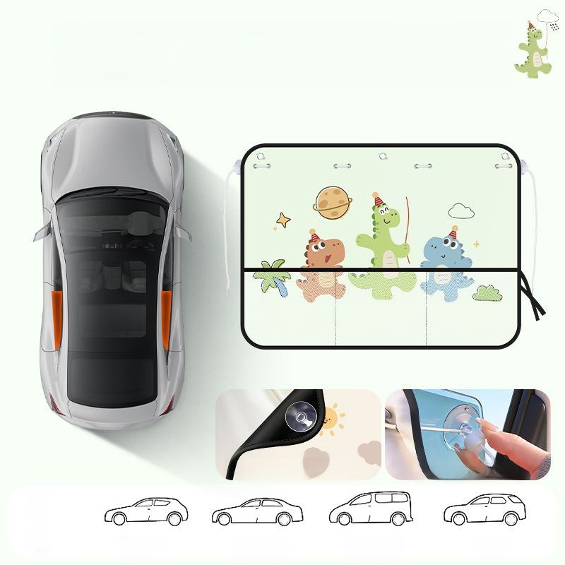 Car Suction Cup Sunshade and Mosquito Net Curtain