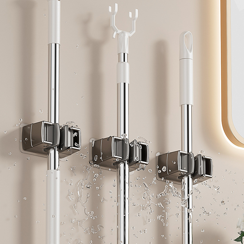 Soporte multifuncional para mopa sin necesidad de taladrar