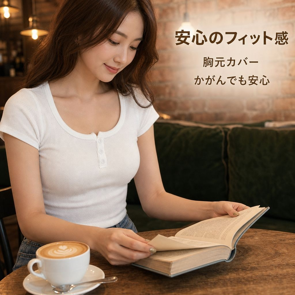 ショートスリムフィット肩見せ半袖Tシャツブラウス