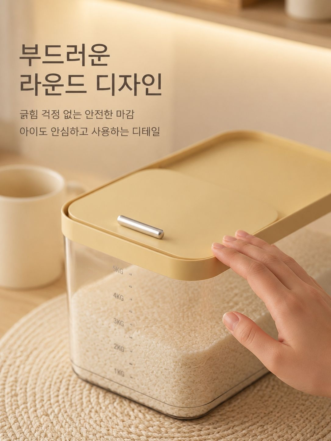 실용적인 밀가루 용기의 상단 밀폐 뚜껑