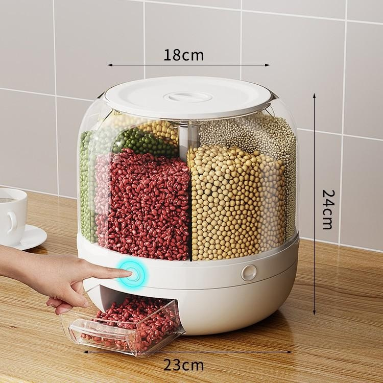 Rotatable Multi-Grain Rice Barrel, Pest-Proof and Sealed Rice Storage Container