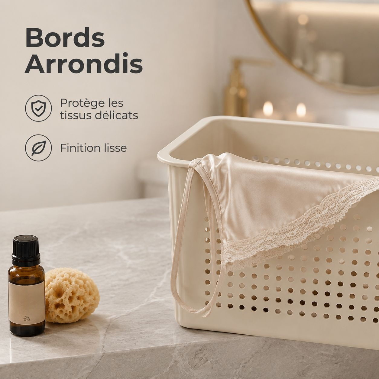 Panier à linge ventilé avec poignées