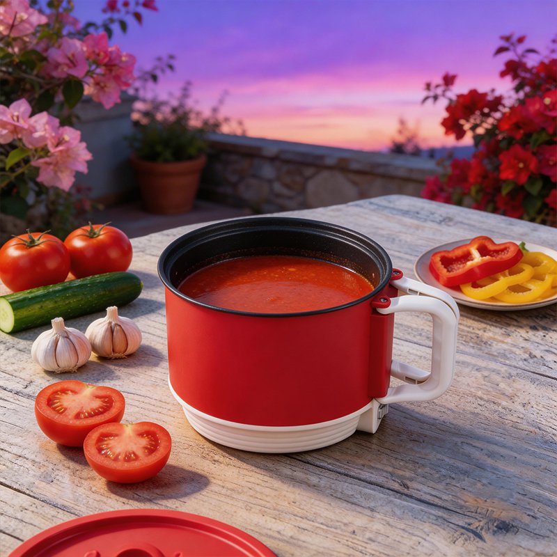 Olla eléctrica plegable multifuncional con soporte