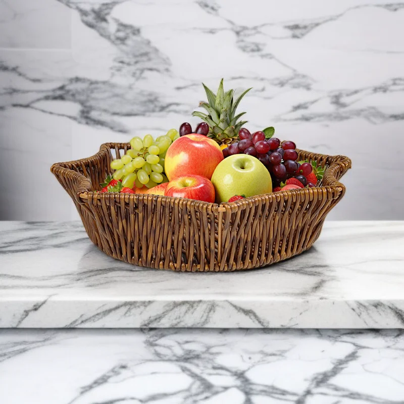 octagonal rattan kitchen storage basket