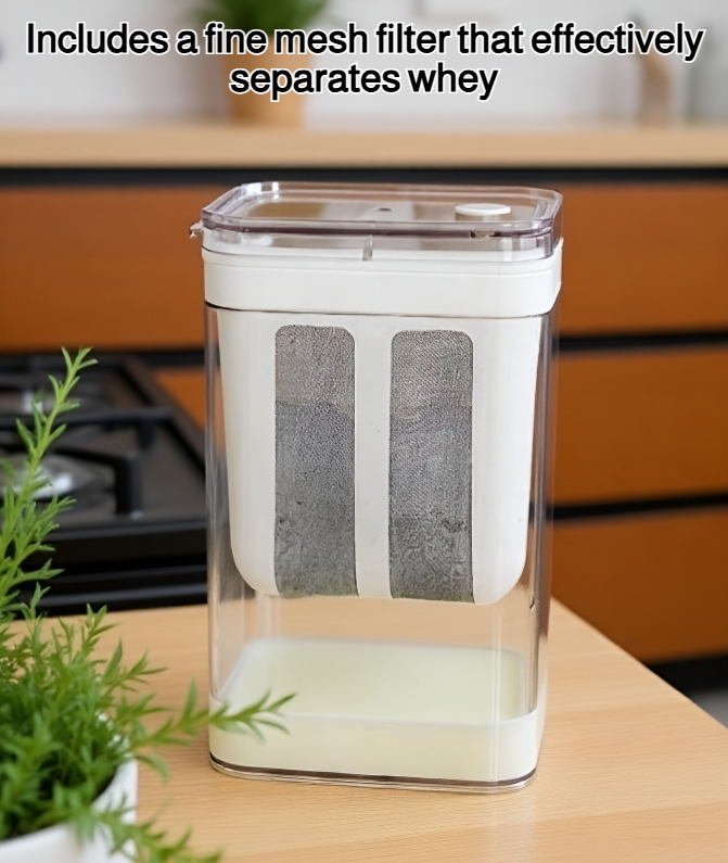 Yogurt strainer with fresh homemade yogurt