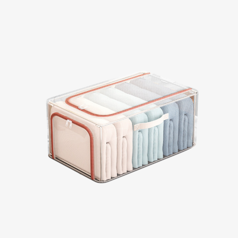 Caja de almacenamiento de ropa de malla de PVC transparente
