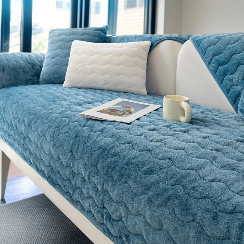 겨울 소파 커버 미끄럼 방지 두꺼운 보풀 대두 섬유 소파 커버 커버