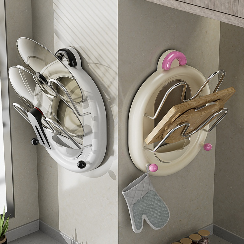 Soporte de tapa de olla de pared multicapa con ventosa