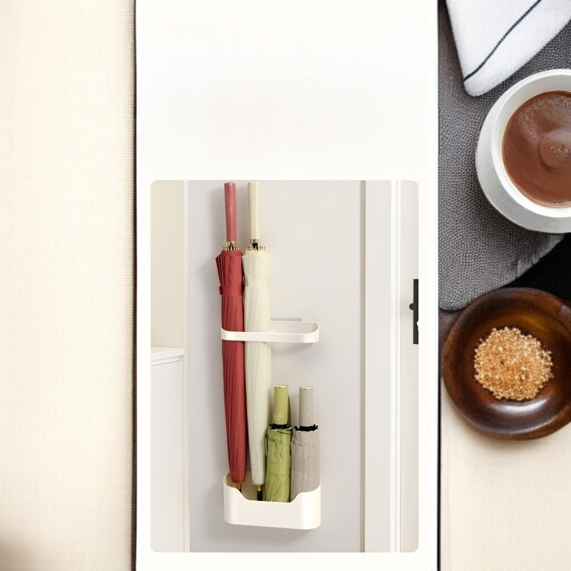 홈우산수납선반 다용도 분리형 자체 접착식 벽걸이 펀치프리 벽걸이 물빠짐 홈우산선반