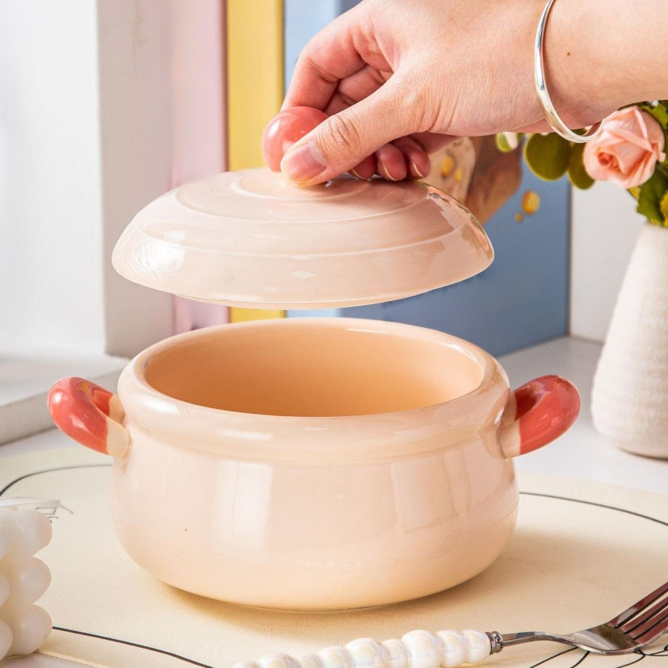 陶瓷泡麵碗帶蓋創意拉麵碗