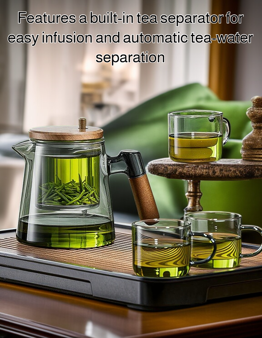 Modern glass teapot with tea water separator