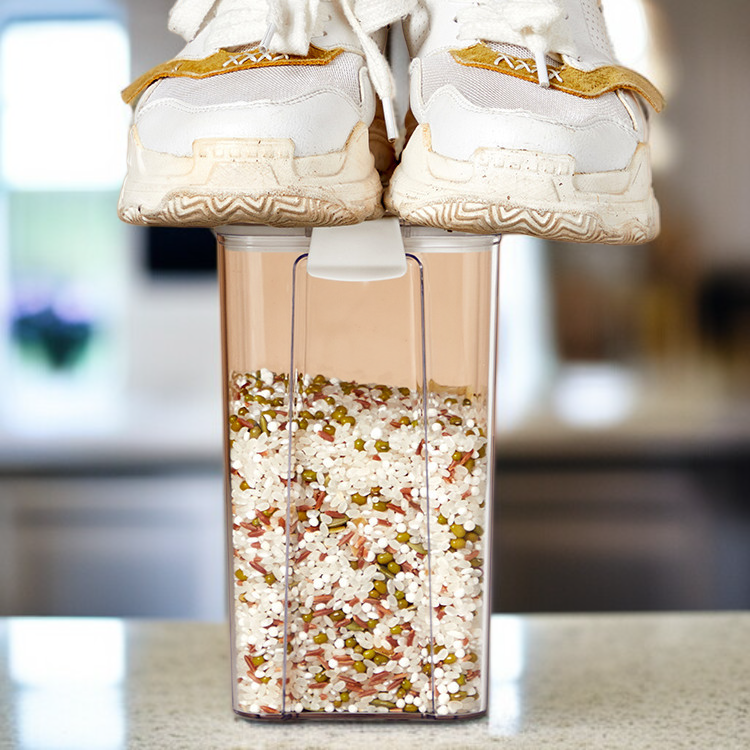 다용도 주방 밀폐 보관함 플라스틱 사각 곡물 향신료 저장통