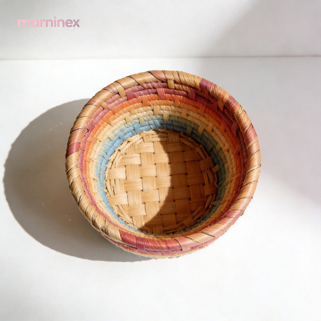 Cestas de almacenamiento de escritorio de ratán natural (3 piezas)