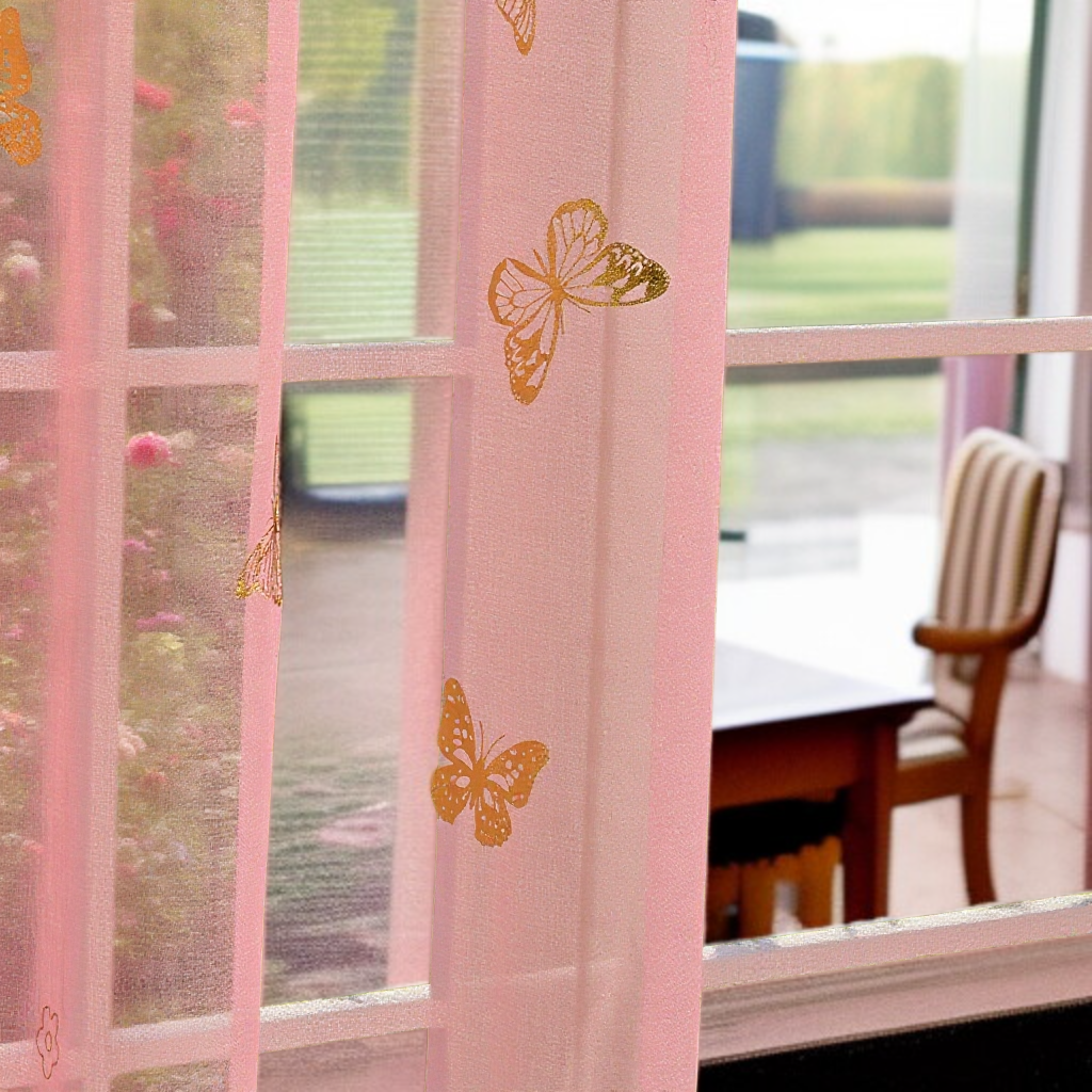 燙金蝴蝶打孔窗紗成品窗簾遮光