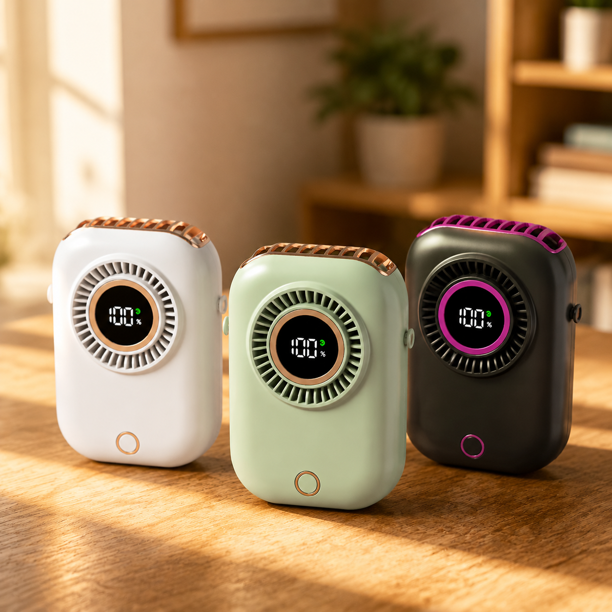 Bunter tragbarer Halsventilator mit intelligentem Display und Stimmungsbeleuchtung