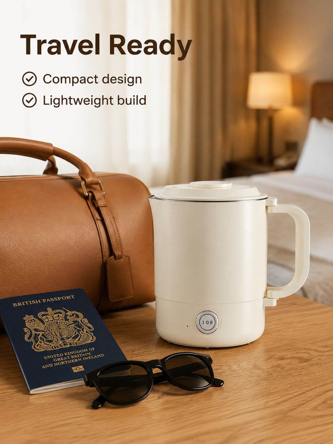 Portable Stainless Steel Electric Kettle Travel & Dormitory Hot Water Cup