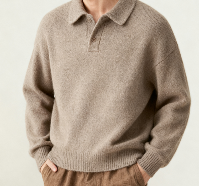  세련된 한국풍 카키 니트