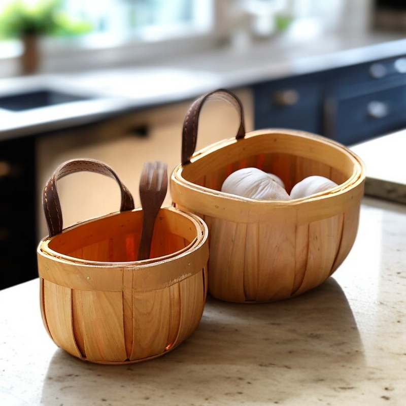 سلة تخزين من الروطان اليدوي للزينة المنزلية والفواكه والخضروات