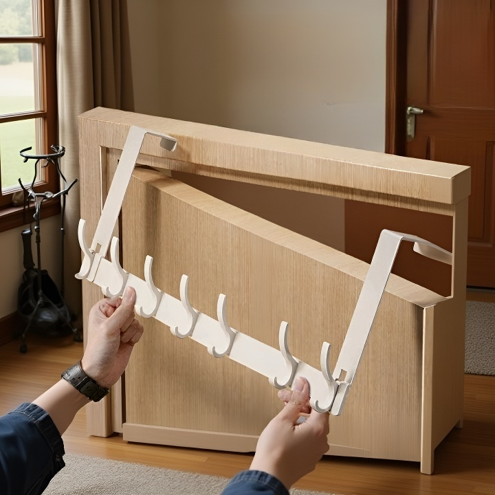 드릴이 필요 없는 매끄러운 이중 후크, 견고한 하중 지지 도어 후크