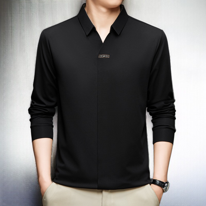 남성 비즈니스 캐주얼 티셔츠 남성 티셔츠 주름 방지 의류 무채색 캐주얼