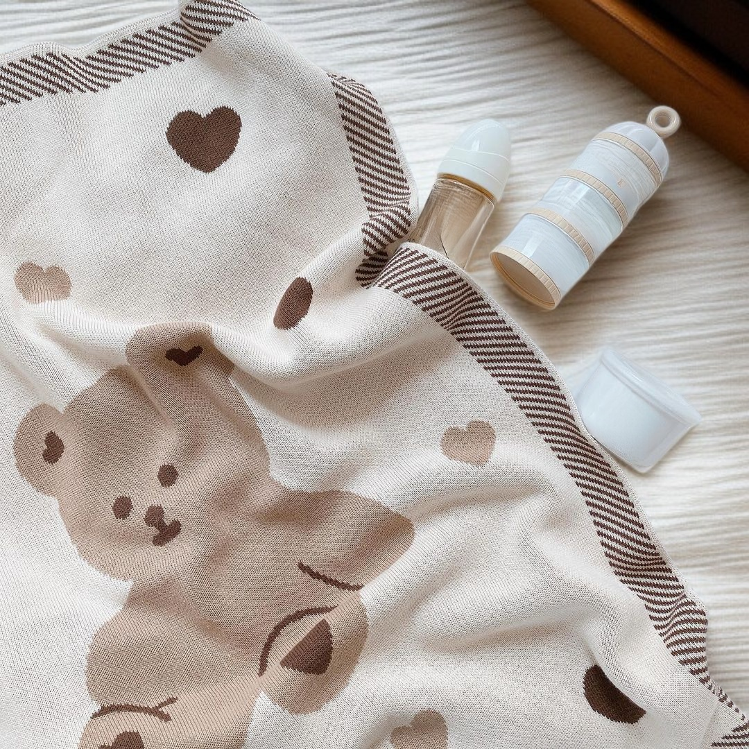 純棉針織嬰兒蓋毯細節特寫