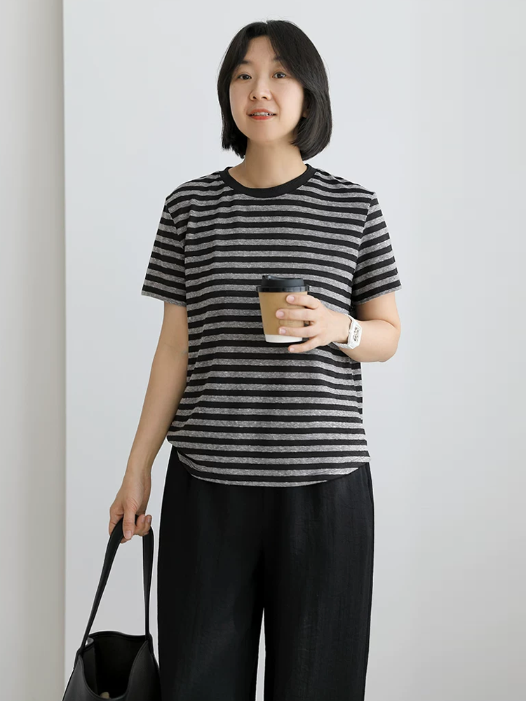 ヴィンテージストライプウォッシュド半袖Tシャツ