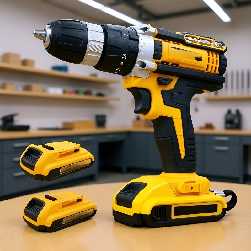 黄色コードレス電動ドリル工具セット