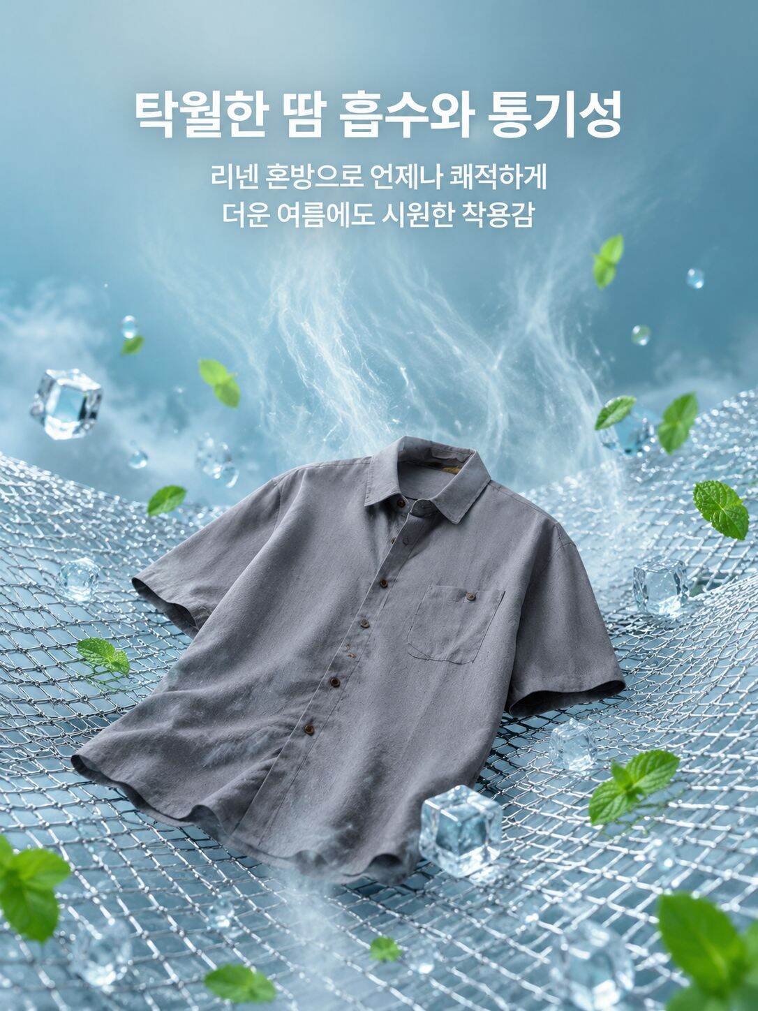 남성 린넨 반팔 상의와 반바지 세트