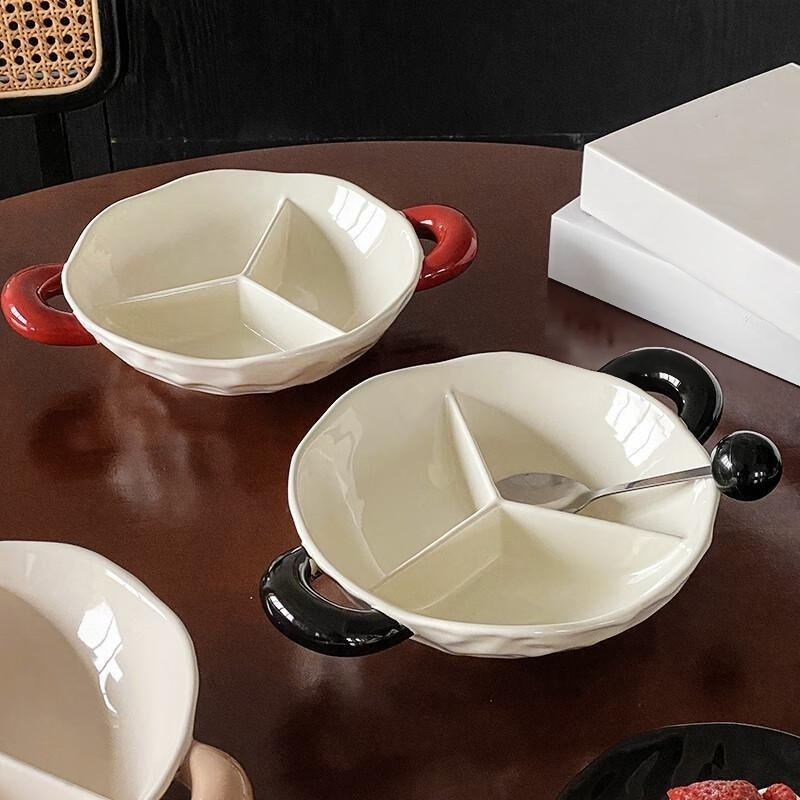 簡約風格陶瓷分隔早餐盤餐具