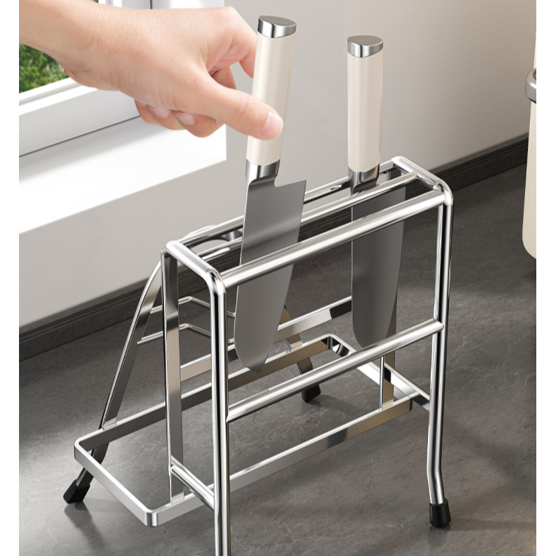 Estante de almacenamiento de acero inoxidable para cuchillos y tapas de ollas