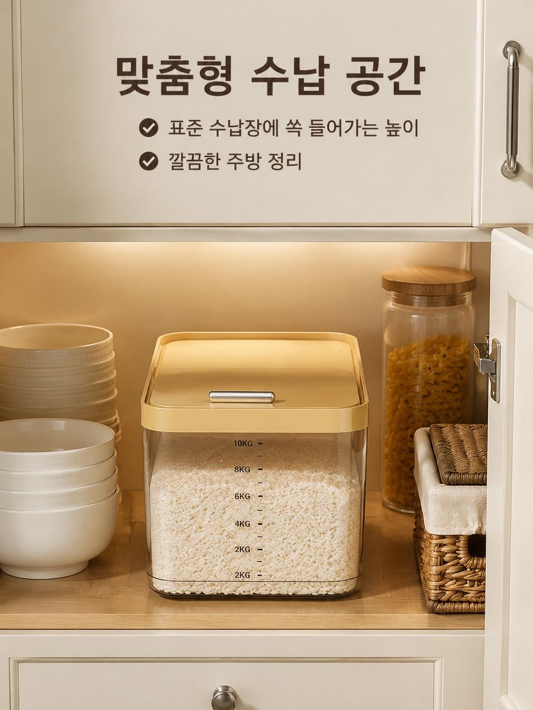 효율적인 주방용 밀폐 용기 사용 모습